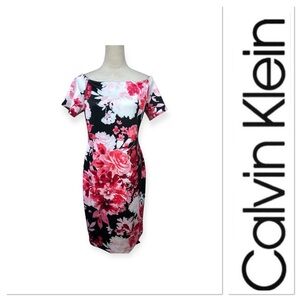 Calvin Klein Black Dress with Pink & White Floral Print
